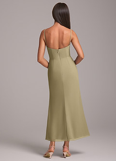 Azazie Saige Bridesmaid Dresses Moss Green Sheath Off the Shoulder Chiffon Convertible Dress image8