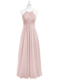 Azazie Ginger Bridesmaid Dresses Blushing Pink A-Line Halter Pleated Chiffon Dress image6