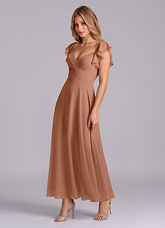 Azazie Leilani Bridesmaid Dresses Bronzer A-Line Ruched Chiffon Dress image4