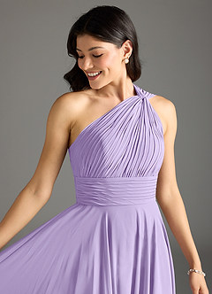 Azazie Charlize Bridesmaid Dresses Lilac A-Line One Shoulder Chiffon Dress image5