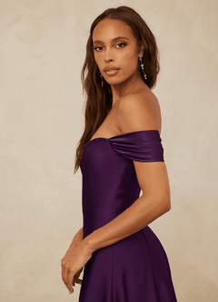 Christian Siriano Bridal for Azazie 1002 Bridesmaid Dresses Grape A-Line Off the Shoulder Stretch Satin Convertible Dress image7