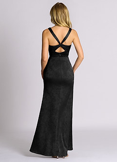 Azazie Mero 신부 들러리 드레스 인어 주름진 자카드 바닥 길이 드레스 image7