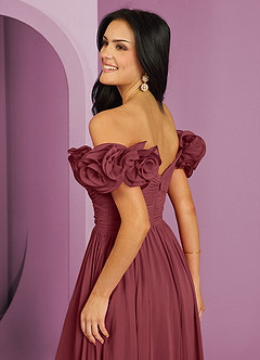 Barbie ♥ Azazie Bridesmaid Dresses Merlot A-Line Off the Shoulder Chiffon Convertible Dress image8