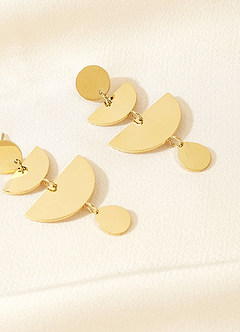 front Geometric Boho Metal Drop Earrings