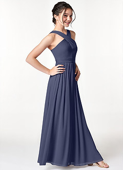 Azazie Jiya Junior Stormy A-Line Pleated Mesh Dress image3