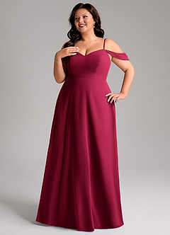 Azazie Marley Bridesmaid Dresses Burgundy A-Line Off the Shoulder Chiffon Convertible Dress image14