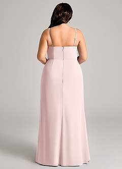 Azazie Maci Bridesmaid Dresses Blushing Pink Sheath Pleated Chiffon Dress image9