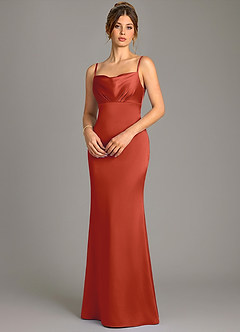 Azazie Reverie Bridesmaid Dresses Rust Mermaid Corset Stretch Satin Dress image2