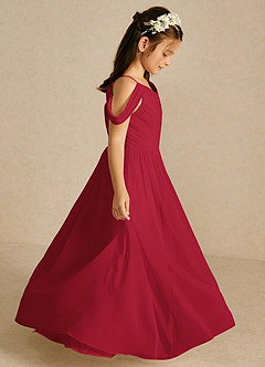 Azazie Chelle Flower Girl Dresses Scarlet A-Line Pleated Chiffon Dress image4