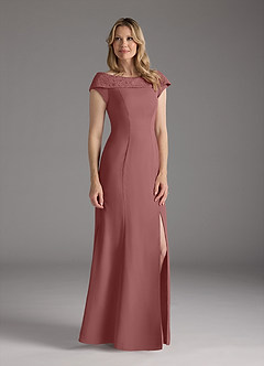 Azazie Cupid Kleider für die Brautmutter A-Linie Bootshals Spitze Chiffon Kleid Wüstenrose image3