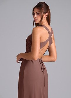 Azazie Evadne Bridesmaid Dresses Espresso A-Line Pleated Chiffon Dress image8