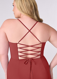 Barbie ♥ Azazie Bridesmaid Dresses Rust Sheath Corset Chiffon Dress image8