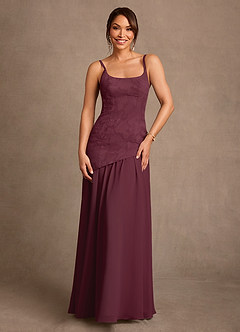 Azazie Flossie Mother of the Bride Dresses Cabernet A-Line Pleated Chiffon Dress image4