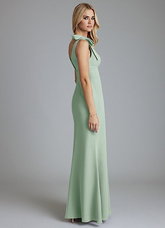 Azazie Taro At-home Try On Dresses Agave Sheath Bow Chiffon Dress image4