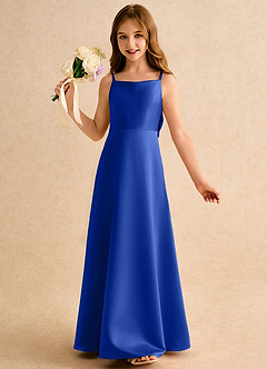 Azazie Joella Girls Formal Flower Girl Klänningar Klä A-Line i Matt satäng Plisserad image3