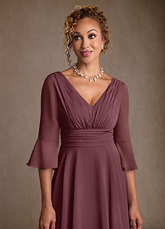 Azazie Eire Mother of the Bride Dresses Sangria A-Line Pleated Chiffon Dress image5