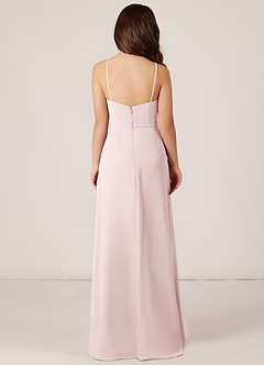 Azazie Kaylee Junior Blushing Pink A-Line with Belt Chiffon Dress image2
