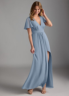 Azazie Zaniah Bridesmaid Dresses Dusty Blue A-Line Chiffon Dress image6