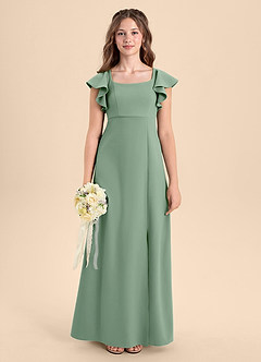 Azazie Bondi Junior Vestido de Matcha de Crepé elástico de Corte En A con Corte Lateral image7