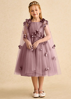 Azazie Staria Abiti da Ragazza di Fiori Abito Principessa in Tulle Increspato Rosa Polverosa image3