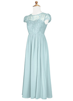 Azazie Delevingne Junior Robe Trapèze en Mousseline de soie Dentelle Brume image8