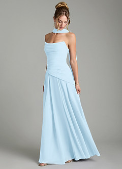 Azazie Gabriela Bridesmaid Dresses Sky Blue A-Line Corset Chiffon Dress image4