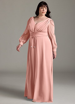 Azazie Sage Final Sale Cabernet A-Line Long Sleeve Chiffon Dress image9