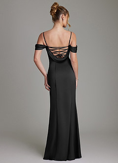 Azazie Nira Bridesmaid Dresses Black Mermaid Corset Stretch Satin Dress image8