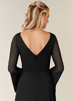 Azazie Teraso Mother of the Bride Dresses Black A-Line Pleated Mesh Dress image6