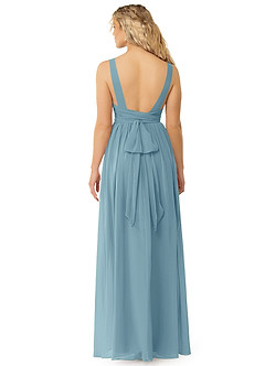 Azazie Kora Jurken voor bruidsmeisjes Jurk van Chiffon met A-Lijn Geplooid Mystiek Blauw image2