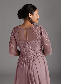 Azazie Mirielle Abiti per la Madre della Sposa Abito A-Line in Chiffon in Pizzo con Scollo a U Rosa Polverosa image11
