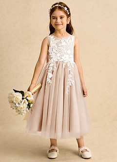 Azazie Sundae Flower Girl Dresses English Rose Ball-Gown Lace Dress image3