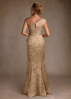 Azazie Hampton Mother of the Bride Dresses Champagne Mermaid One Shoulder Floral Burnout Dress image3