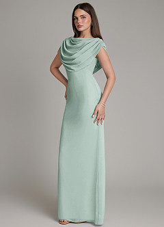 Azazie Hadley Brautjungfernkleider Meerjungfrau-Linie Plissee Chiffon Kleid Agave image9