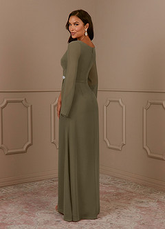 Azazie Belinda Mother of the Bride Dresses Willow Green A-Line V-Neck Pleated Chiffon Dress image4