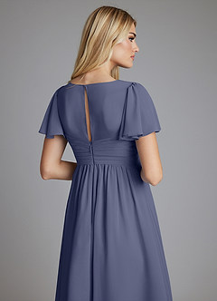 Azazie Verna Maternity Bridesmaid Dresses A-Line V-Neck Ruched Chiffon Floor-Length Dress image6