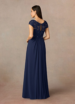 Azazie Macy Mother of the Bride Dresses Dark Navy A-Line V-Neck Sequin Lace Lace Dress image4