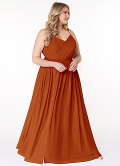 Azazie Cora Bridesmaid Dresses Paprika A-Line Pleated Chiffon Dress image9