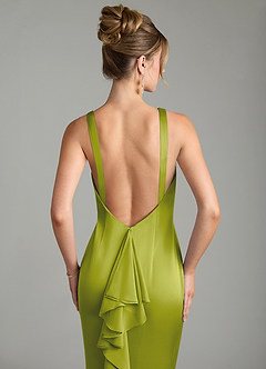 Azazie Tamera Bridesmaid Dresses Lemongrass Mermaid Pleated Stretch Satin Dress image6