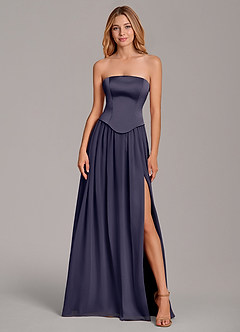 Azazie Cadence Suknie dla druhen Linia A Gorset Satyna elastyczna Do ziemi Sukienka image5