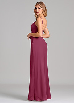Azazie Tianna Final Sale Mulberry Sheath Chiffon Dress image5