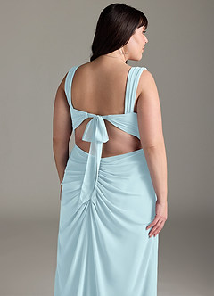 Azazie Jesaphine Jurken voor bruidsmeisjes Jurk van Chiffon met Kolom Strik Wolkenblauw image14