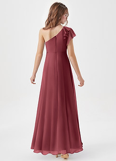 Azazie Arabella Junior Robe Trapèze en Mousseline de soie Rayé Merlot image6