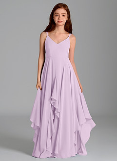 Azazie Karan Junior Frosted Lilac A-Line Chiffon Dress image4