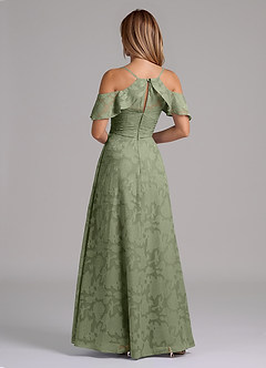 Azazie Dakota Bridesmaid Dresses Pistachio A-Line Off the Shoulder Floral Burnout Dress image2