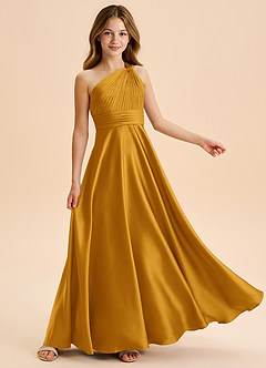 Azazie Charlize Junior Klä av A-Line i Stretch Satin Plisserad image5