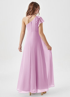Azazie Arabella Junior Robe Trapèze en Mousseline de soie Rayé Rose Bonbon image2