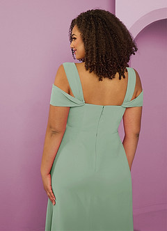 Barbie ♥ Azazie Jurken voor bruidsmeisjes Jurk van Chiffon met A-Lijn Off the Shoulder Agave image13