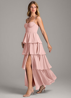 Azazie Alanna Bridesmaid Dresses Powder Pink A-Line Sweetheart Neckline Chiffon Dress image4