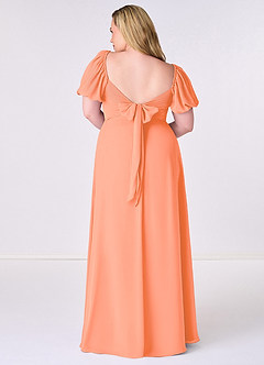 Barbie ♥ Azazie Robes de demoiselle d'honneur Robe Trapèze en Mousseline de soie Plissée Coucher De Soleil image8